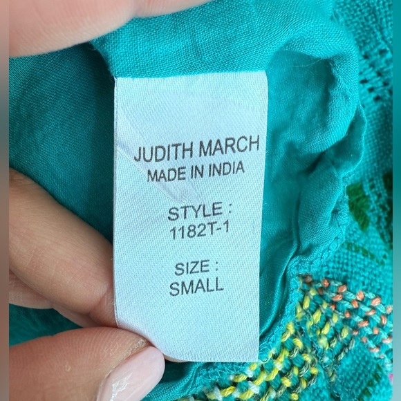 Judith March Women Size Small Blue Serape Boho Tassel Off The Shoulder blouse - Picture 4 of 5